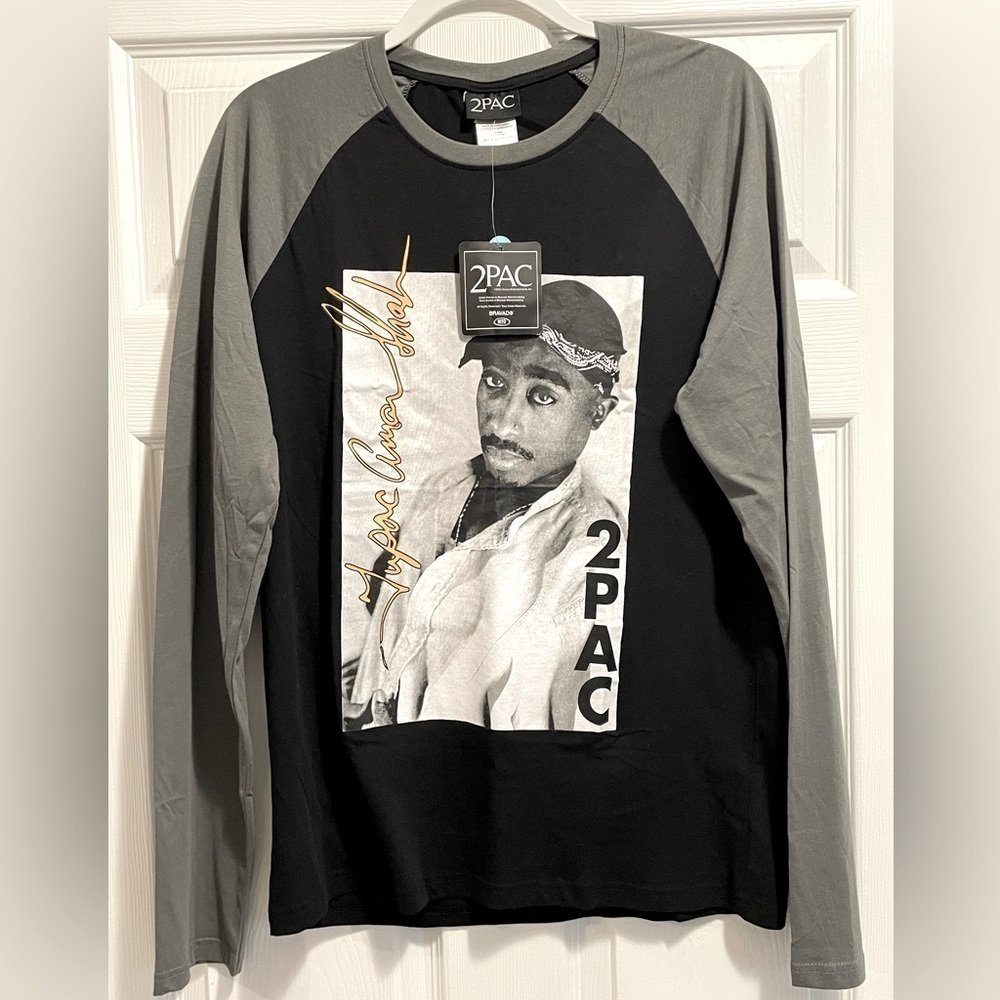NWT 2 PAC Tupac long sleeve Cotton Shirt Top NEW Suze Medium